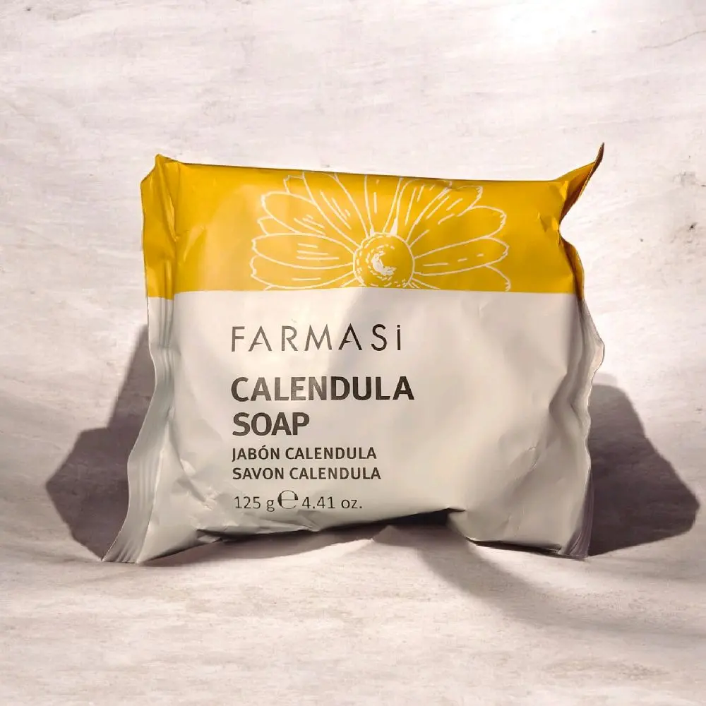 Farmasi Calendula Bar Soap 125g - Natural Skin Care for Gentle Cleansing and Moisturizing with Natural Ingredients
