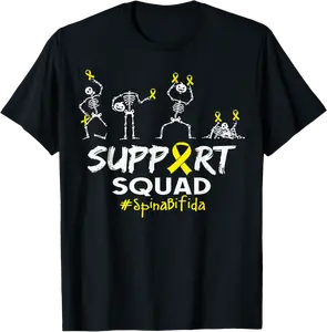 Spina Bifida Awareness Skeleton Support Squad Halloween T-Shirt - Angelacarcam Shop 21B0CK4TT7F3