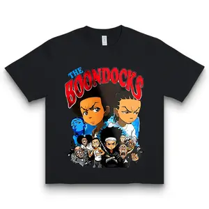 YD.S Print Cotton T-Shirt [Cotton] 1Pc The Boondocks Animated Characters Print T-Shirt For Men, Women, And Couples - Ultra-Soft, Breathable Cotton, Moisture-Wicking Crew Neck Tee - Ideal For Casual Wear, Fitness, And Outdoor Activities - Great Christ T-Sh