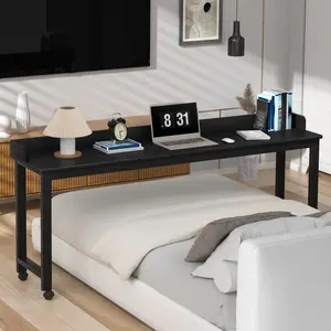 Over Bed Table, Overbed Table with 360 Degree Wheels, Standing Workstation Laptop Table, Bed Table with Heavy Duty Metal Leg, Dining Table Computer Desk