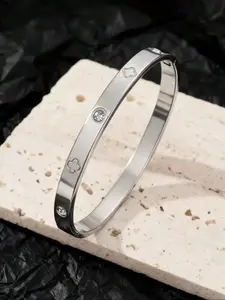 Fashion Luxury 18k Gold Plated Stainless Steel Bracelet, High Quality Bracelet, Cz Flower Design, Unisex Daily Wear, Perfect Gift for Valentine's Day & Christmas