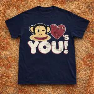 Ulius Monkey Graphic Baby Tee Navy Unisex – Retro Cute Aesthetic Top