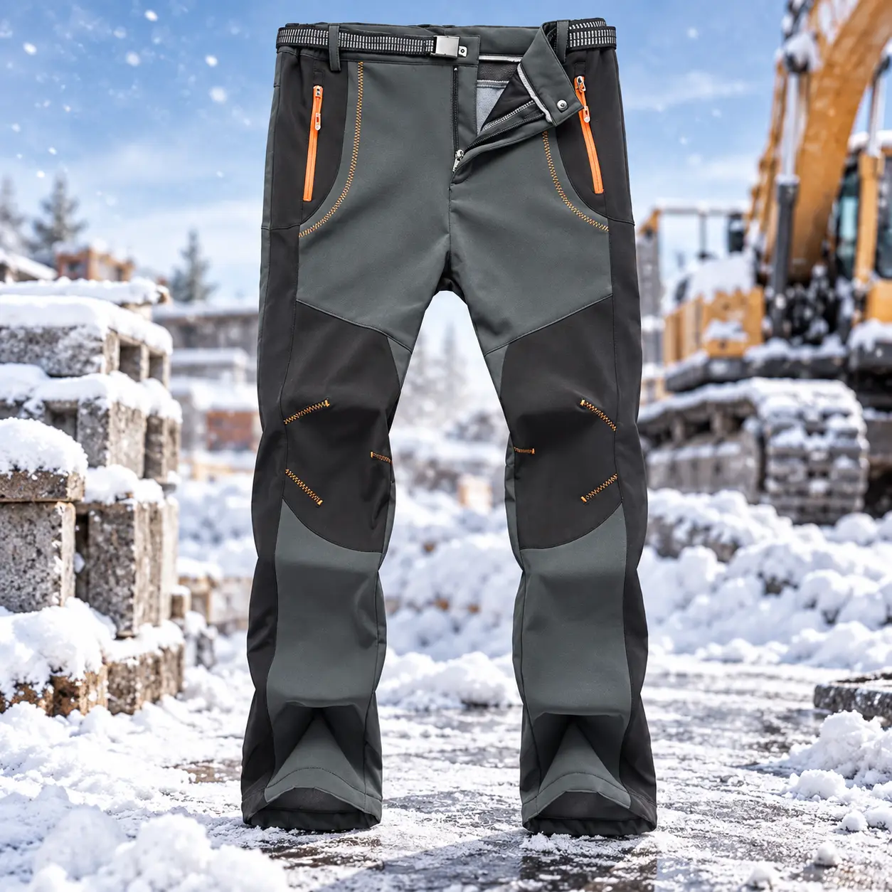 Men’s Softshell Windproof Sports Pants, Fleece-Lined Outdoor Sports Pants, Warm Hiking and Climbing Pants, Lightweight Quick-Dry with Pockets and Zippers, Suitable for Autumn and Winter Wear.