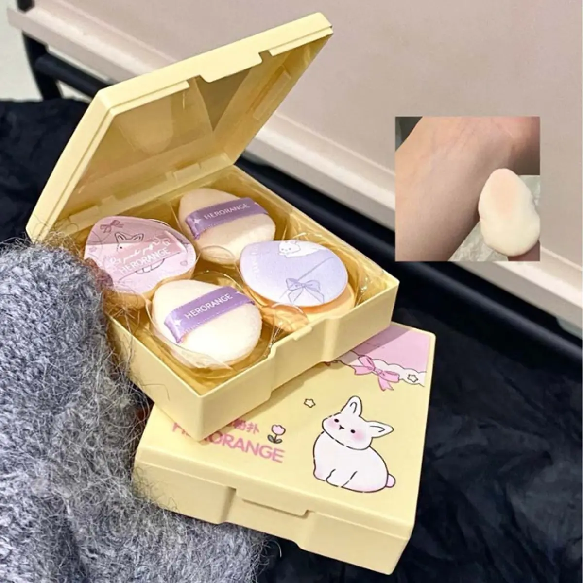 1 Thumb Makeup Sponge Set, Velvet Foundation Sponge, Beauty Sponges, Wet Dry Use, Includes Packaging Box, Puff Sponge, Makeup Sponges For Foundation