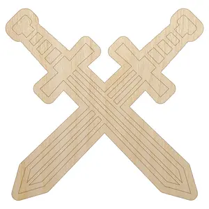 Crossed Swords Battle Icon Unfinished Wood Shape Piece Cutout for DIY Craft Projects