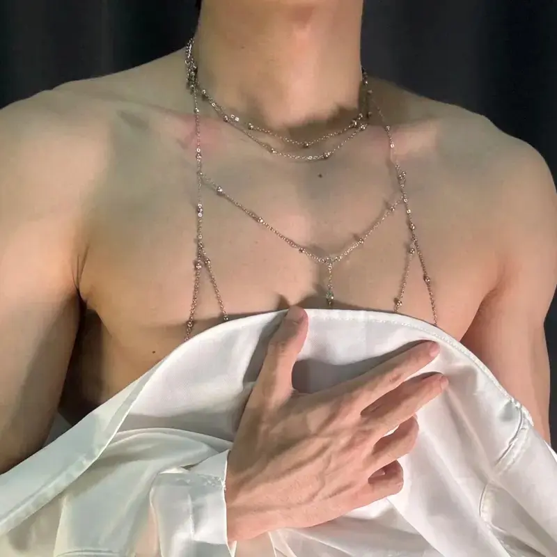 Men's Chest Chain Enhances Masculine Charm Sexy Body Chain For Rave Cosplay Clubwear Festival Outfits Versatile Stylish Accessory