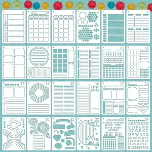 24pcs Diary Templates for Crafting, 7x5 Layouts for Daily Planning, Weekly Planning, Habit Tracking, Notes and Journals