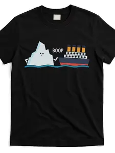 titanic funny titanic and iceberg boo parody for t shirt Same style for men and women 2025 summer short-sleeved printed T-shirt pure cotton  Everyday Tee, Playful Style, Durable Stitching, Lightweight Fabric,