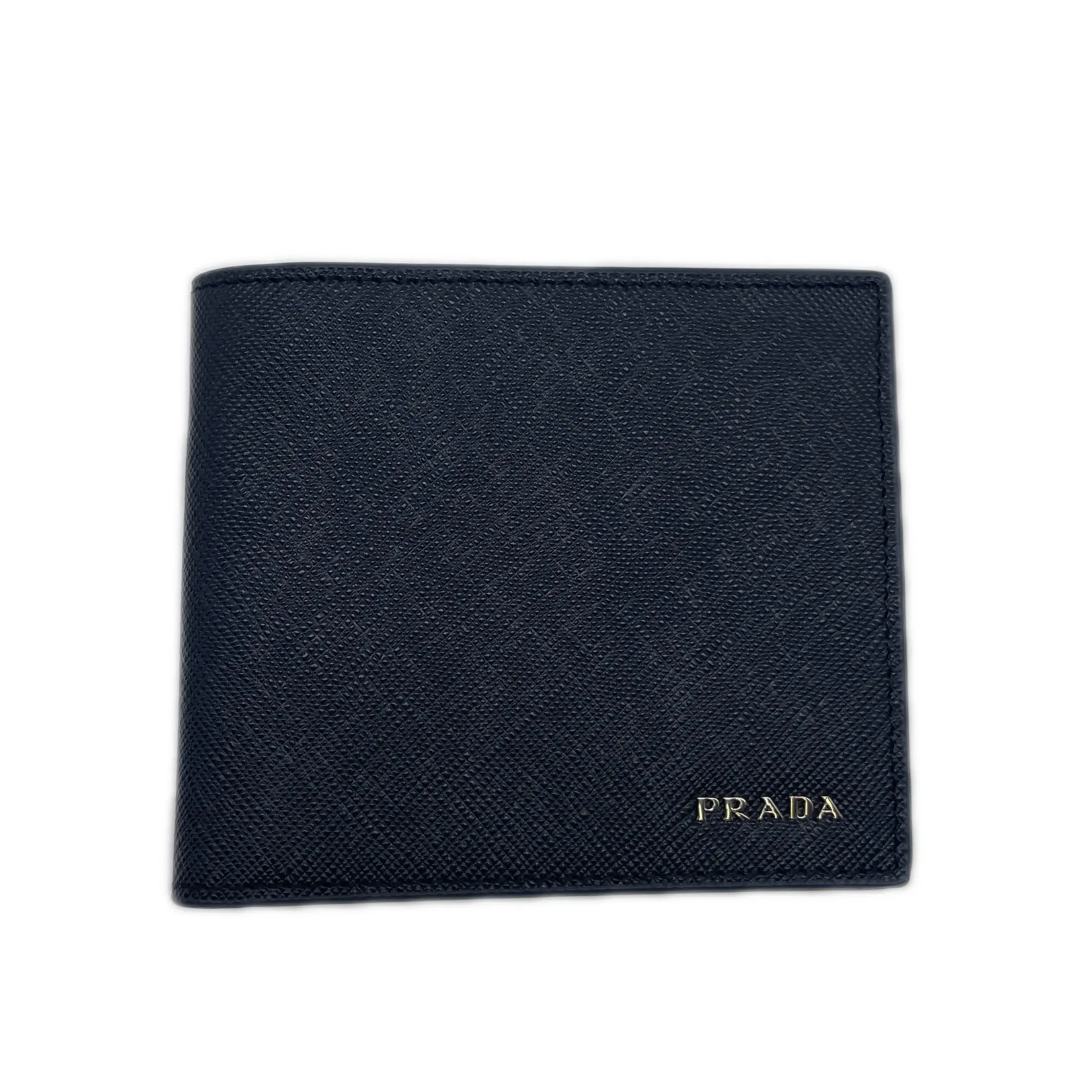 Pre-owned PRADA Calfskin Small Leather Goods Saffiano Leather Bifold Wallet Blue
