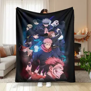 Anime Action Characters Flannel Blanket Japanese Animation Hero Pattern Ultra Soft Warm Microfiber Plush Lightweight Durable Bedspread Perfect for Bedroom Sofa Camping Travel Living Room Decor Gifts