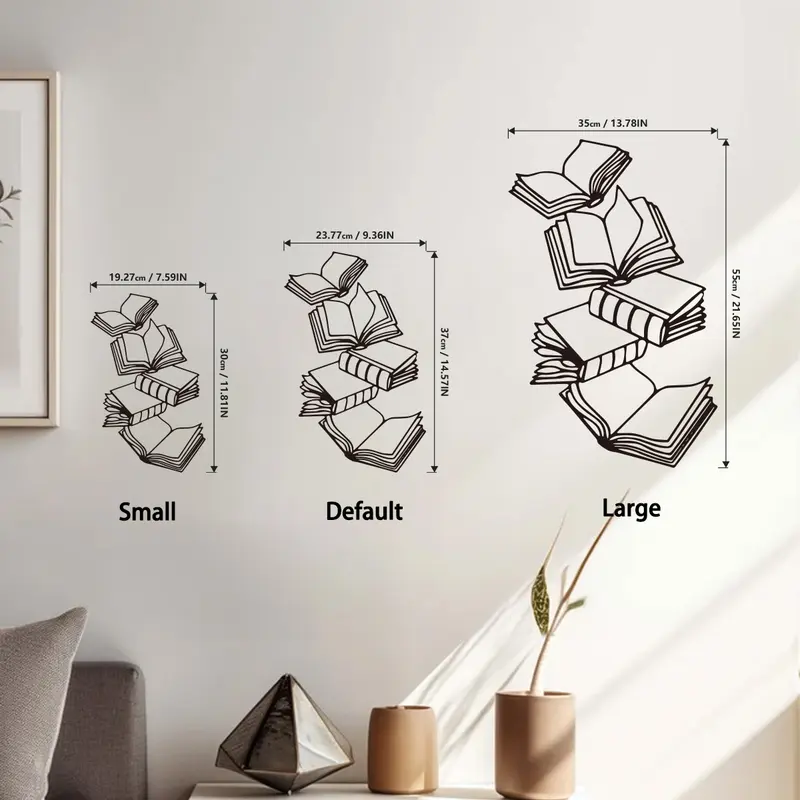 Stacked Books Metal Wall Art - Artistic Aesthetic Home Decor Item, Literary Charm Room Decor Accessory, Multi-Size Indoor Hanging Decoration for Bedroom Home Supplies