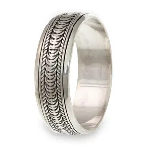 NOVICA Artisan Handmade .925 Sterling Silver Meditation Spinner Ring Band Indonesia 'Infinity Path'