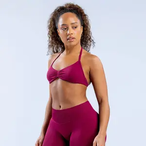 [With logo]DFNYF  Set: Halter Neck Sports Bra for Summer Fitness, Moisture-Wicking, Ruched Design, Beautiful Back, Strapless Running Sports Bra Set Backless Crop Top gia track Zip Front Three-Piece Scrub Jacket Monaco Yacht Club Flag Print Hoodie