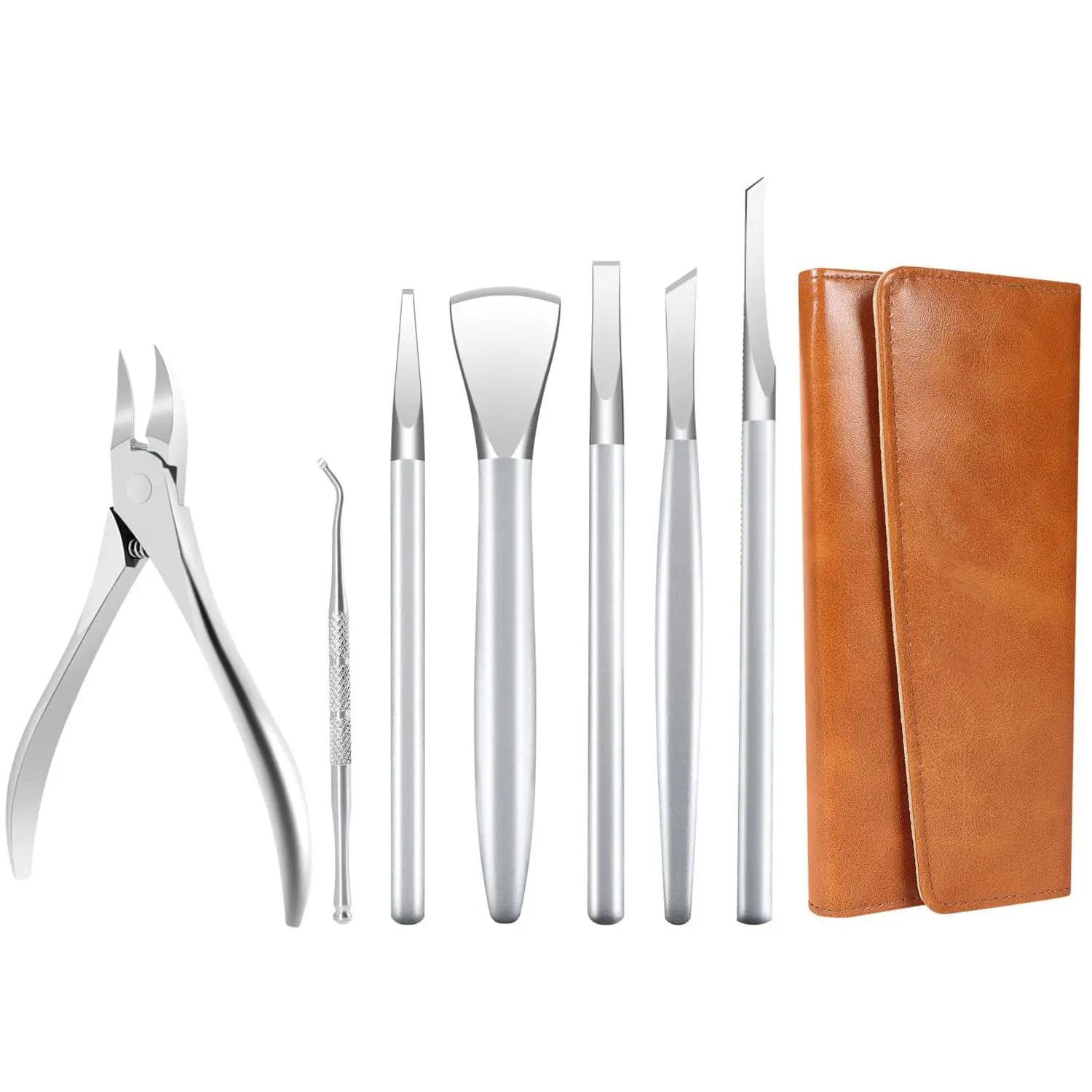 7 Pcs Professional Stainless Steel Ingrown Toenail Removal Kit Pedicure Tools for Feet Ingrown Toenail Treatment Calloused Feet Remover Tool Set