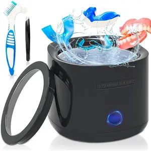 Ultrasonic Dental Cleaner for Retainer, Dentures, Invisalign, Mouth Guard, Whitening Trays, 43kHz 180ML Portable Ultrasonic Aligner Cleaner for Home and Travel Use