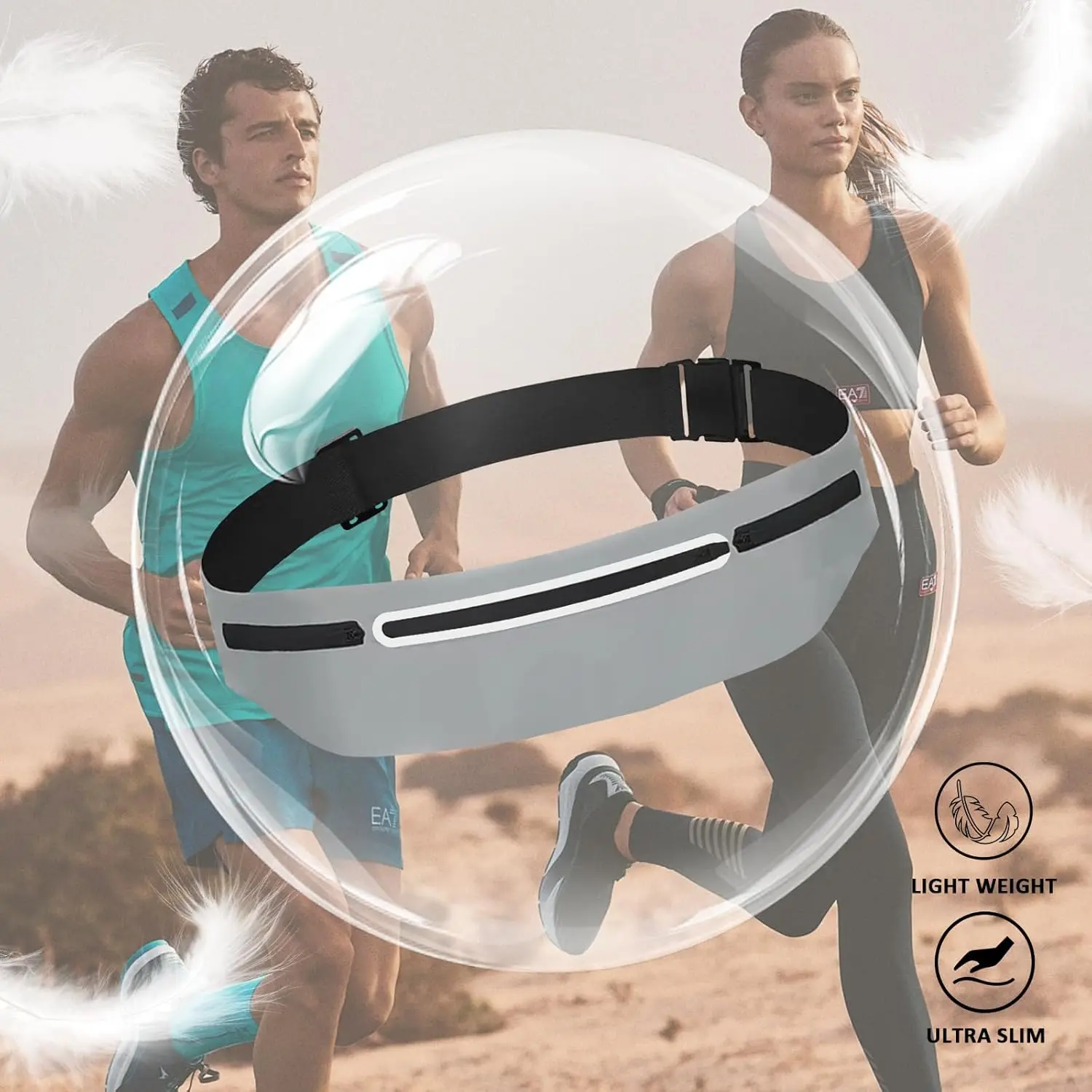 Unisex Slim Profile Waterproof Waist Pack - Expandable, Adjustable Running Belt, Elastic Holder with Snug Fit for Outdoor Workouts