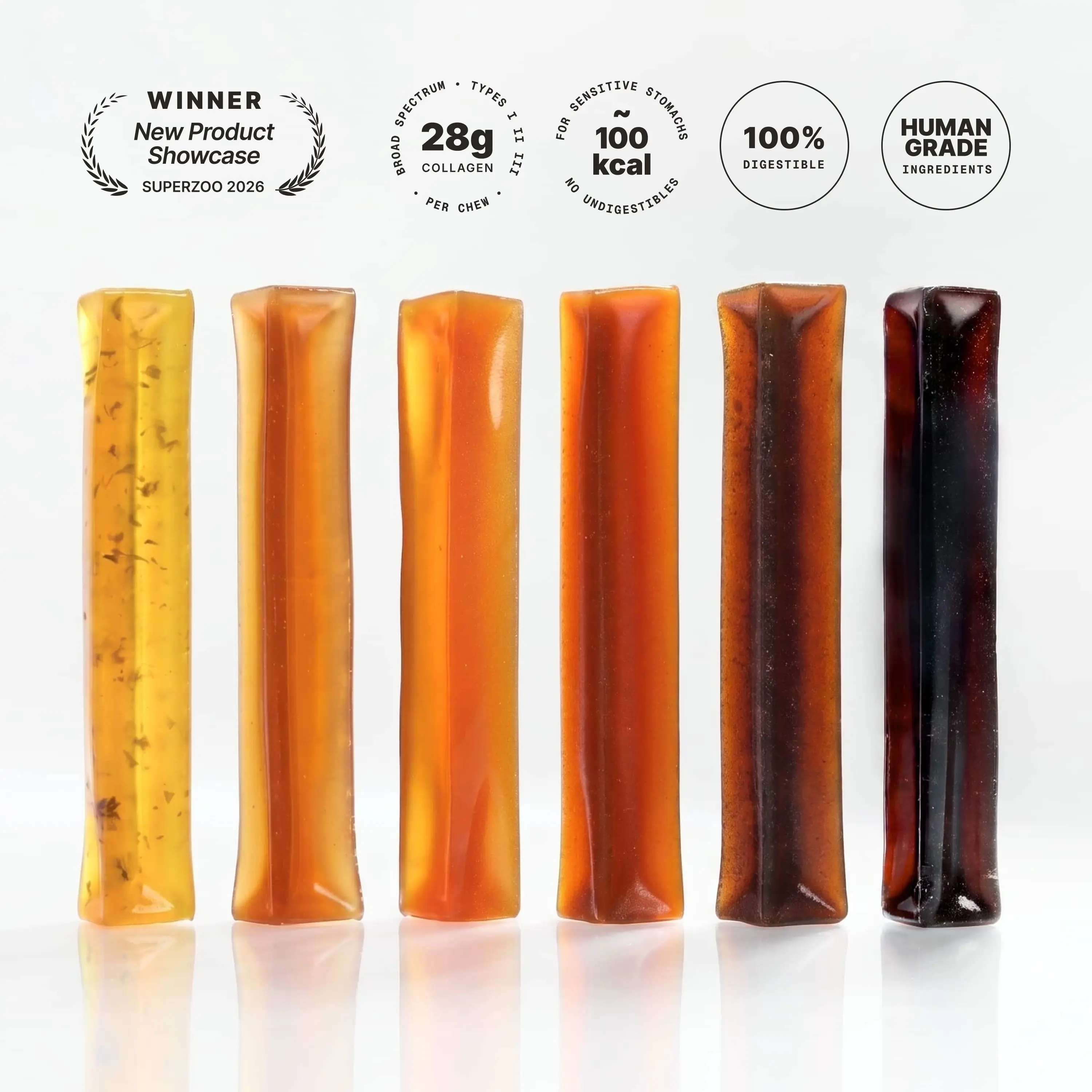 Gnü Bone Broth Chews for Dogs, Long-Lasting Fully Digestible High Protein, High Collagen Dog Chews Made of Bone Broth. Great for Teeth, For All Dogs, Variety Pack