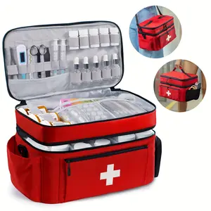 Travel medicine storage bag, household medicine organizer box, medicine bottle storage device, first aid kit (only including bag), storage rack basket