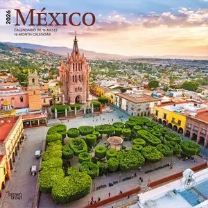 Mexico | 2026 12 x 24 Inch (Hanging) Monthly Square Wall Calendar | English/Spanish Bilingual | Plastic-Free | BrownTrout | Mexican America Scenic Nature