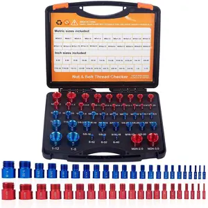 44PCS Nut and Bolt Thread Checker - Comprehensive Bolt Size and Thread Gauge Tool, Inch & Metric Sizes, with   Handy Tool Box, Excellent for Home Garages and Car Repairs