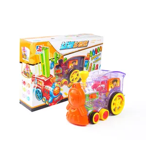 Domino Electric Mini Train Handmade DIY Building Blocks Automatic Card Dispenser Children's Toy