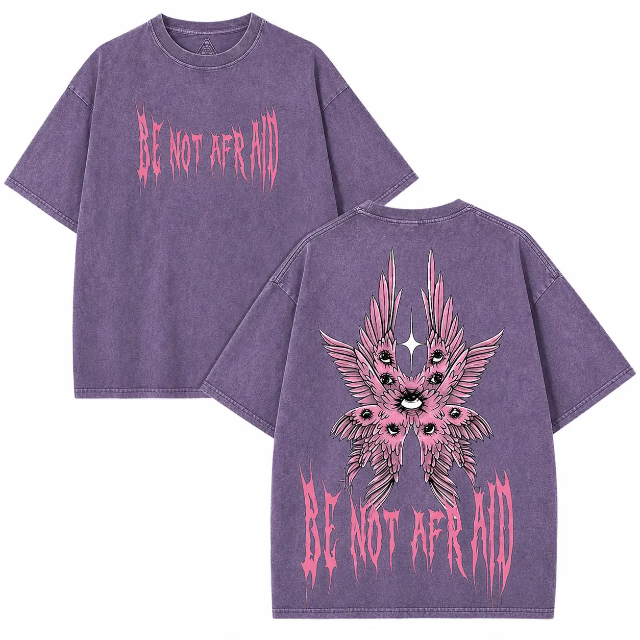 Women's Short Sleeve Tee, Gothic 'Be Not Afraid' Angelic Wings Graphic Print, Lightweight Breathable Streetwear Top, Plus Size, Minimalist, Fabrics, Shortsleeve, Everyday, Aesthetics, Fit, Plussize, Clothes For Women, Casual