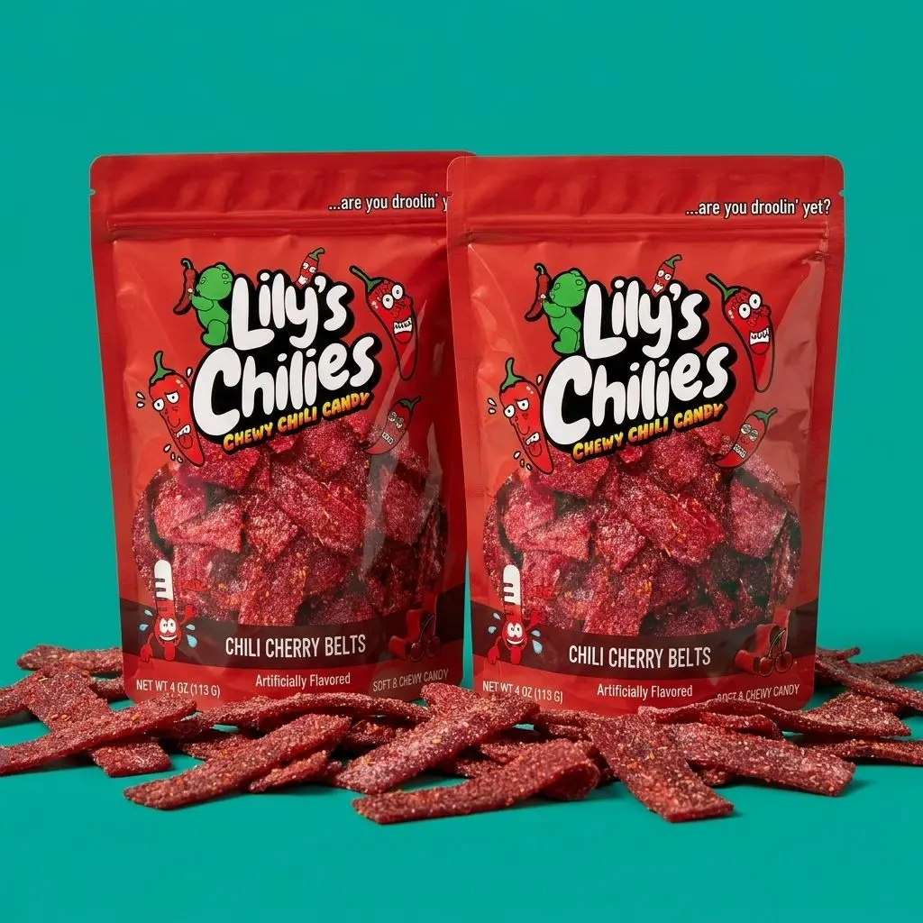 Chili Cherry Belts (Two 4oz Bags), Chili Candy Snack Sour