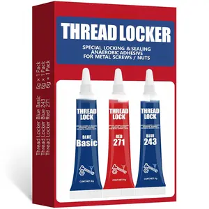 3 Pack Thread Locker Blue 243 + Basic + Red 271, Nuts  Threadlocker Lock Tight & Seal Fasteners Metal Screw Compound to  Loosening &