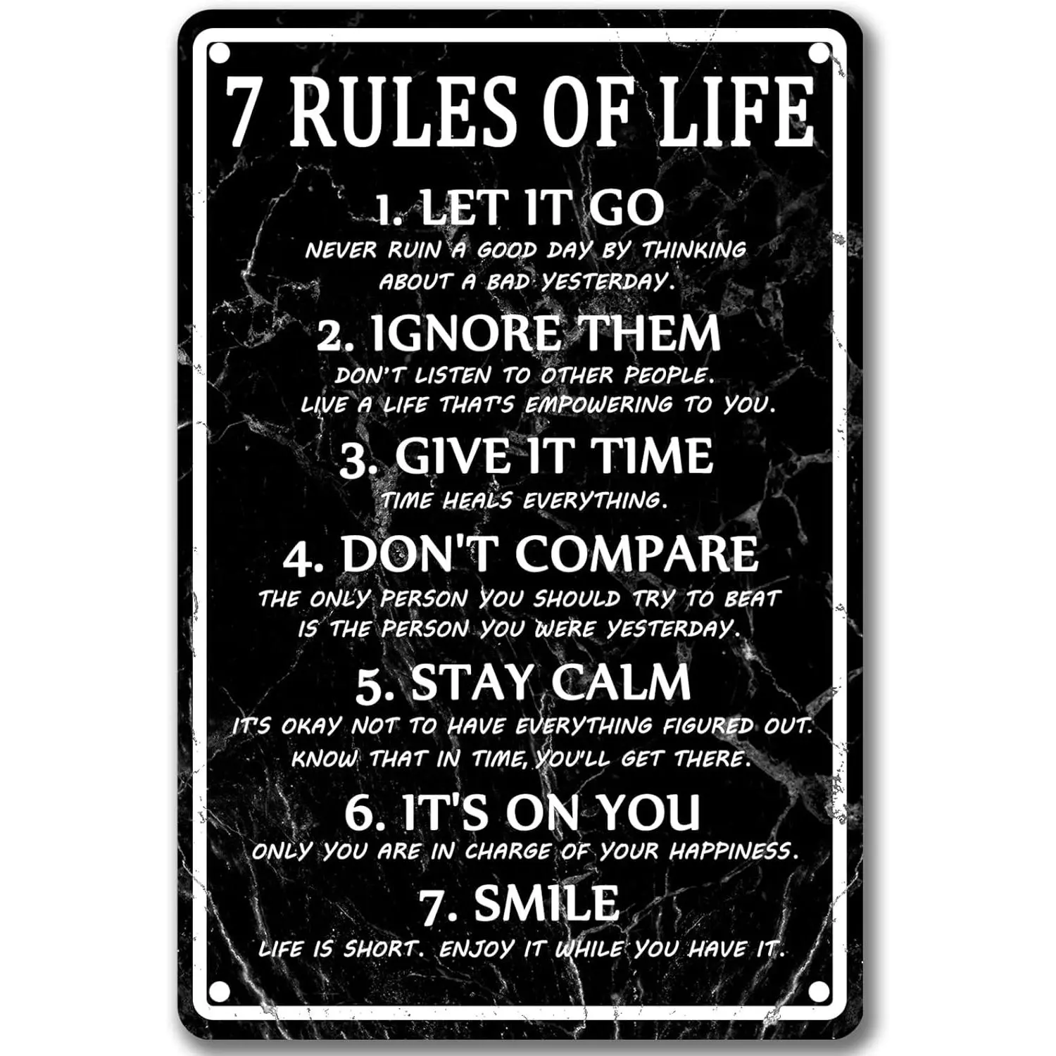 Motivational Quotes Metal Tin Sign 7 Rules Of Life Wall Art For Men Motivational Poster Read Signs Inspirational Posters For Classroom High School Motivational Posters For Bedroom Boys Room Home