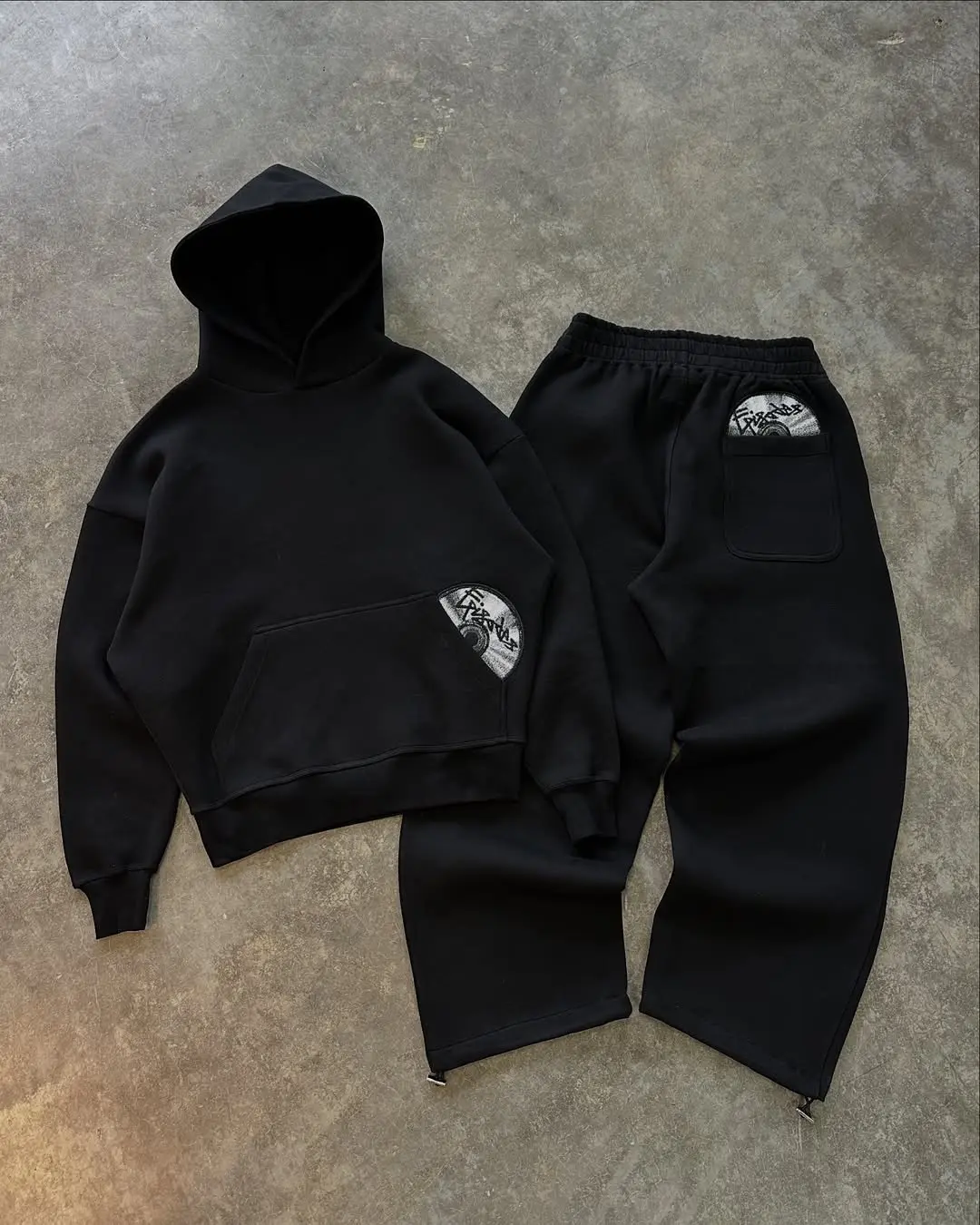 Fashionable High Street RetroStreetwear Men Women Sweatshirt2025 Y2K Hooded PersonalityEmbroidered Hip-hop Straight CutPant