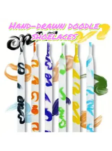 1 Pair of Laces for Graffiti-Style Shoes | Colorful Laces for Men and Women | Fashionable, Trendy Laces with Printed Designs | Elastic Laces | Universal Laces for Sneakers and Canvas Shoes