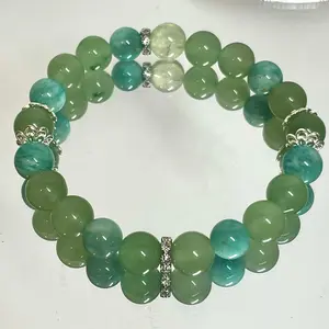 Genuine Amazonite & Aventurine|8mm Stretchable Green Beaded Gemstone Bracelet|Healing Crystal|Heart Chakra|Depression Relieve and Healing