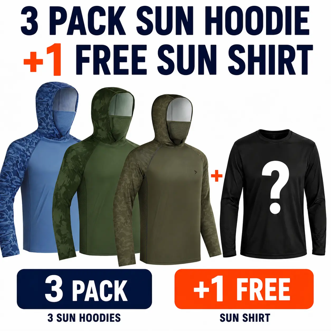 【RODEEL】915 Sun Hoodie Shirts w/ Mask Neck Gaiter Men UPF 50+ UV Protection Long Sleeve Lightweight Quick Dry Moisture Wicking Breathable Athletic Activewear for Outdoor Fishing Boating Hiking Construction Roofing Landscaping SummerWins