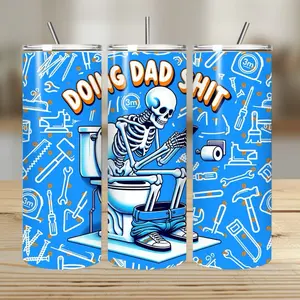 Doing Dad Shi* 20 oz Stainless Steel Tumbler with Secure Plastic Lid, Reusable Plastic Straw, BPA Free, Lightweight, Spill-Resistant, High-Gloss Finish - Cup, Drinkware, Water Bottles, Glossy, Bottle, Portable, Mug, Bottled, Insulated, Beverage