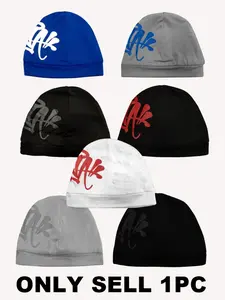 Men's Stretch Hair Cap, Casual Fashion Vintage Print Hat, Unisex All-Season Headwear, Slim-Fit Daily Wear Accessory, Beanie Fitted