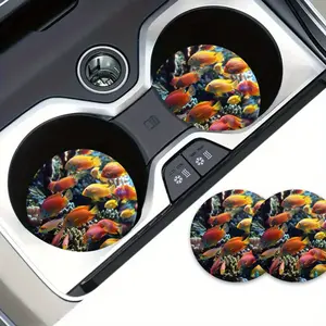 2pcs Tropical Fish Car Coasters Set - 2.75" High Quality EVA Drink Holders