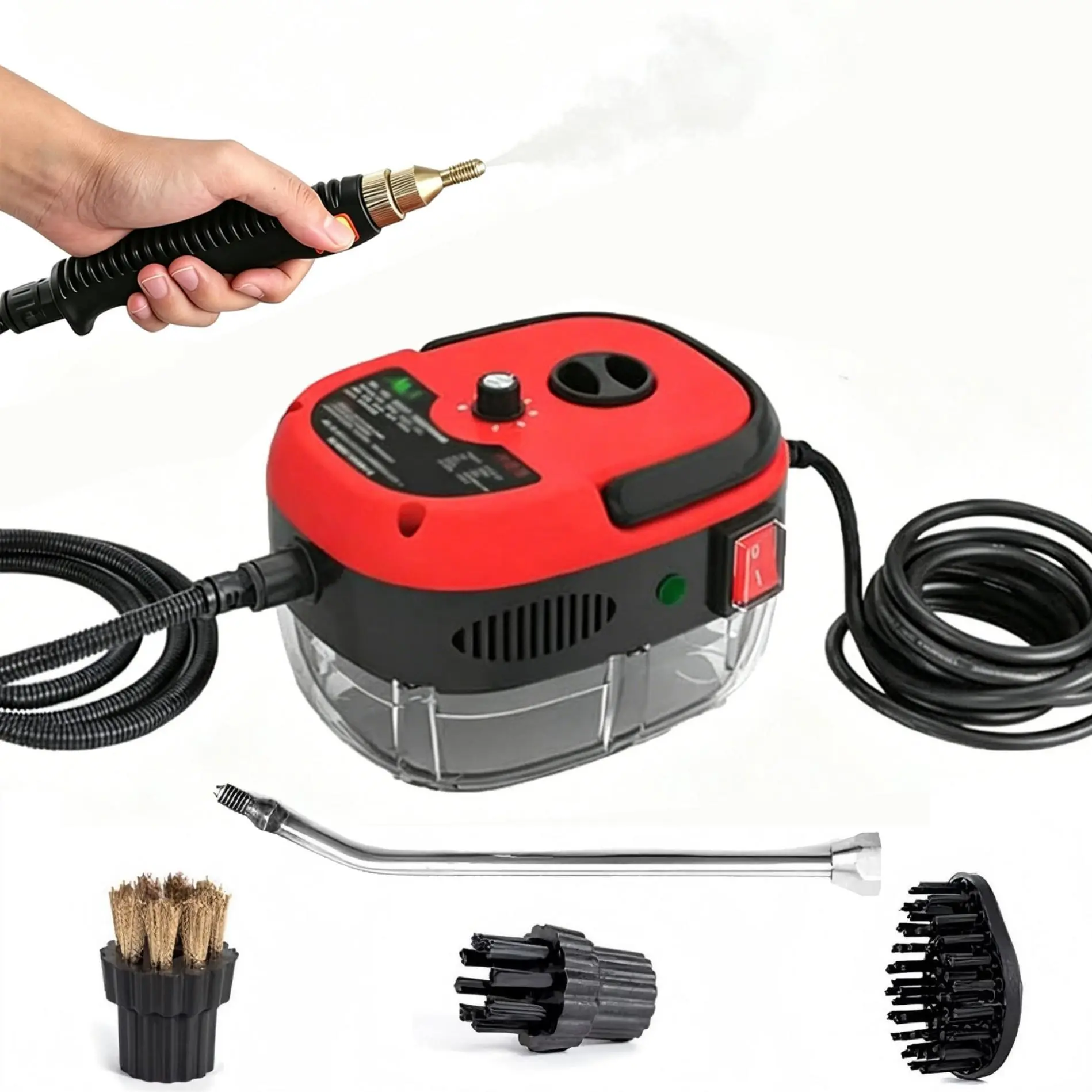 High-Power 2500W Handheld Steam Cleaner with Aluminum Alloy Build, Auto-Shut Off, Grip Handle, 4-Piece Accessories Kit for Deep Clean of Kitchen & Bathroom Multi-Surfaces