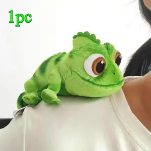 One Realistic Green Chameleon Stuffed Toy (Includes a Base), Featuring a Soft Body, Movable Legs, And Tail - an Adorable 3D Lizard Plush, Perfect for Bedtime, As a Collectible, Or As a Charming Pet-Like Friend