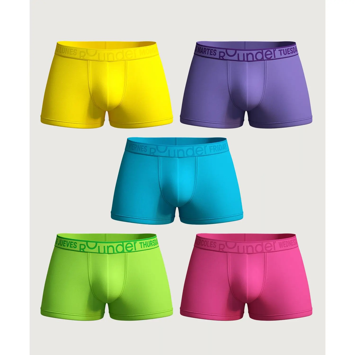ROUNDERBUM New Lift Trunk 5-Pack Soft Stretch Briefs Day Set