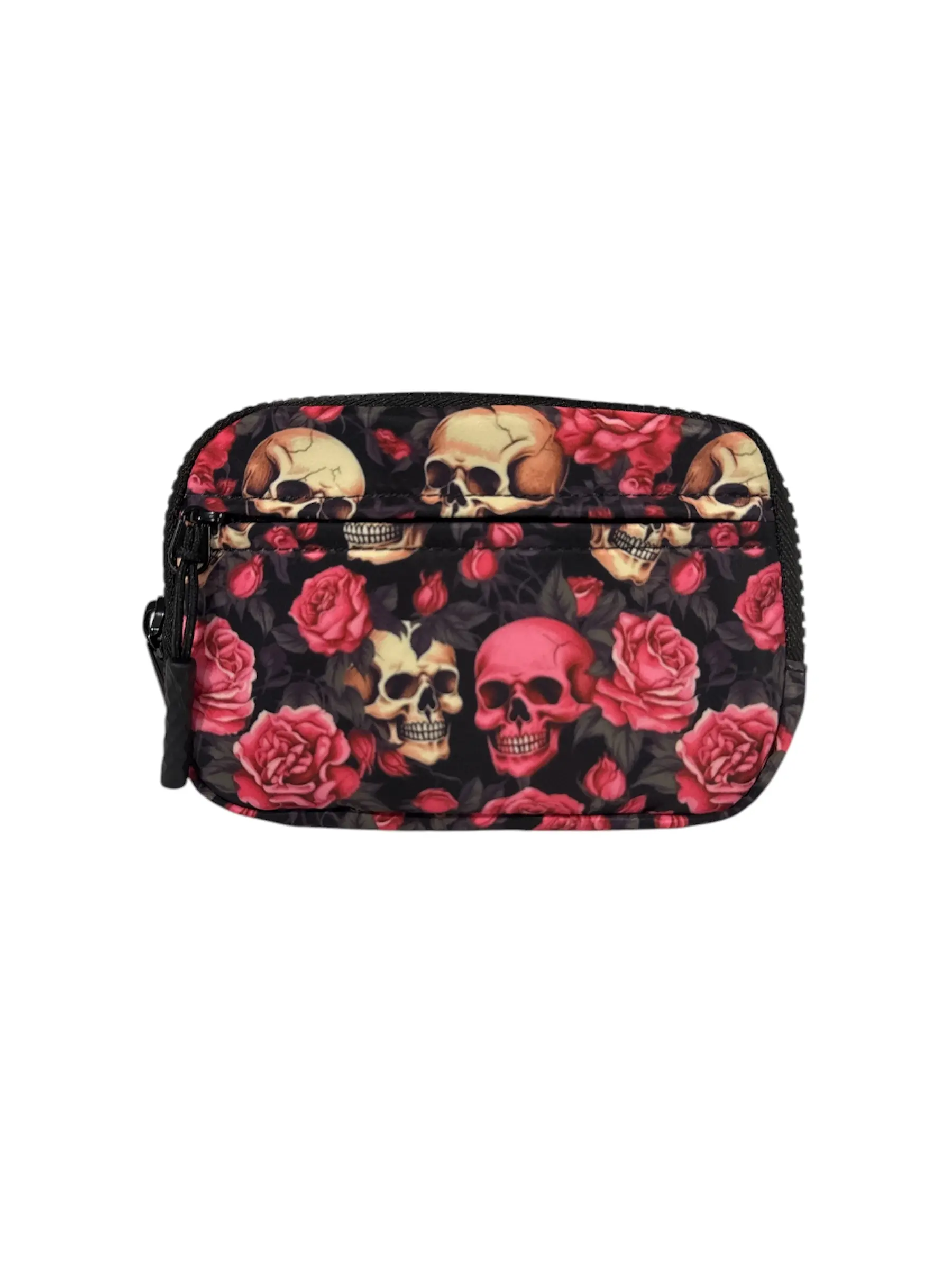 Women's RFID-Blocking Wristlet Wallet, Zip Wristlet Pouch with Pink Skulls Halloween Design