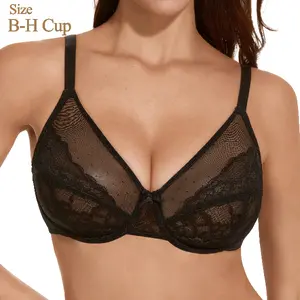 【Maywind】 Minimizer Bras for Women, Enchante Full Coverage Underwire Floral Lace Bra, Plus Size for Heavy Breasts, 38DD, 38DDD, Comfortable Stylish Fit.