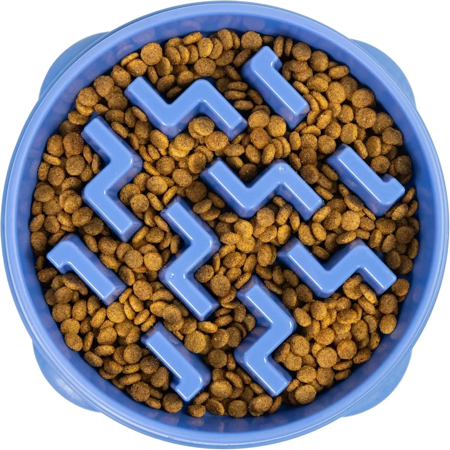 Upgrade Slow Feeder Dog Bowl Large 4-Cup Capacity | Non-Slip Pet Slow Feeding Bowl for Medium to Large Dogs | Interactive Maze Puzzle Dog Bowl, Anti-Choking & Healthy Eating, Durable Blue Notch Pattern Bowl