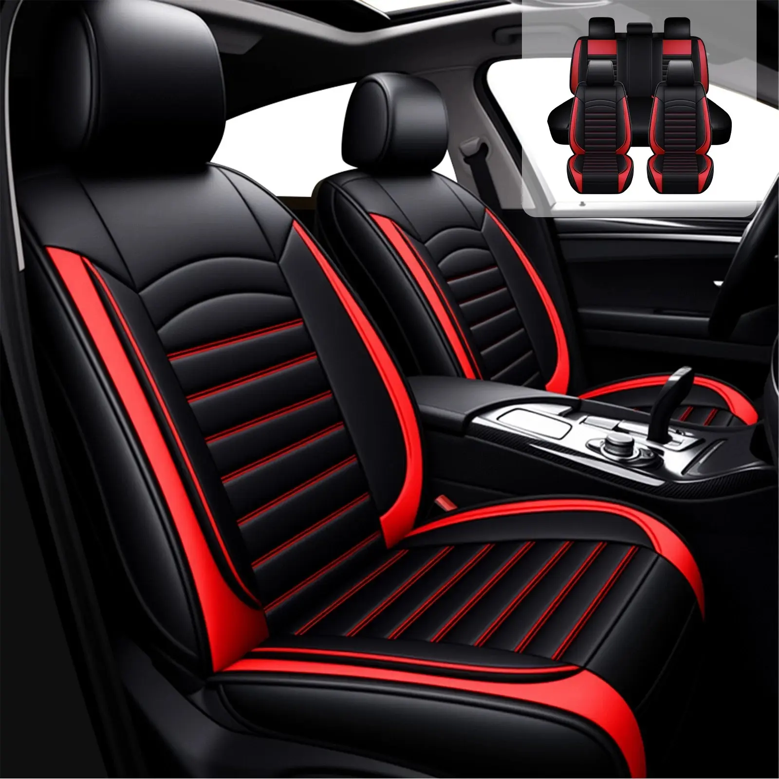 Universal Fit Car Seat Covers Full Set Waterproof Leather Auto Seat Protectors Airbag Compatible Easy to Install for SUV Sedan Hatchback Car Seat Accessories