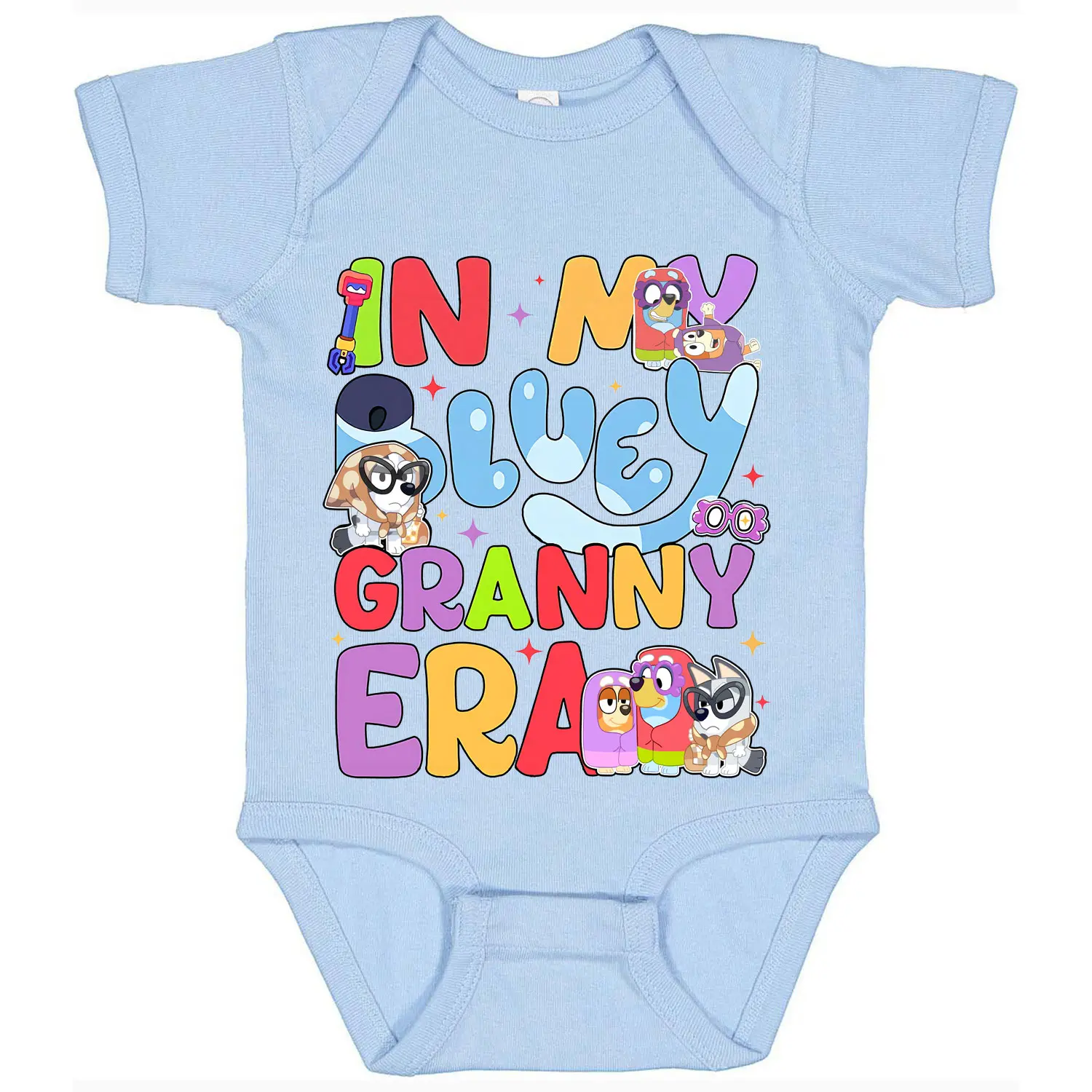 Bluey In My Bluey Grannies Era Toddler Baby Rib Bodysuit Soft, Comfortable Cotton, Snap Closure, CPSIA Compliant