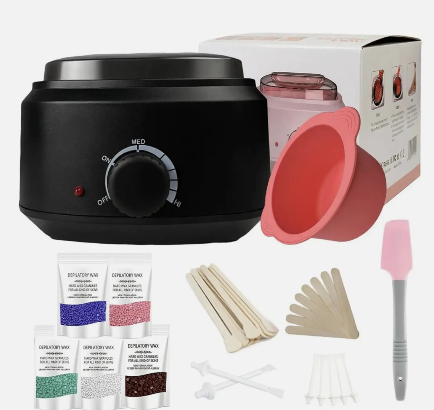 Professional Hair Removal Wax Heater Warmer Kit, Salon-Grade Body Care Set with 400g Long-Lasting Hold Wax Beans for Bikini Line & Super Smooth Depilatory Waxing, Bikini Line Hair Removal Waxing