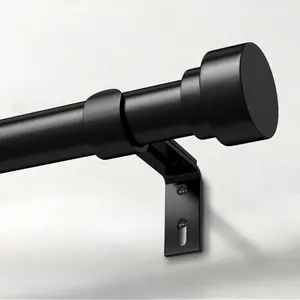 Heavy Duty Curtain Rods for Windows 66 to 120 Inch,1 Inch Adjustable Black Curtain Rod with Easy Installation and Modern Design,Decorative Long Drapery Rods with Metal Finials, Curtain Rod Bracket (A1,Black,30-120")