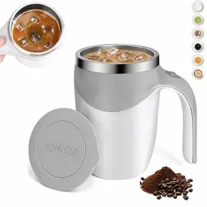 Electric Self-Stirring Mug – Reusable Stainless Steel Coffee Cup with Lid, One-Touch Mixing for Coffee, Tea & Protein Drinks, Portable Daily Use Tumbler