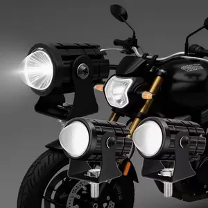 2PCS Mini Driving Light Motorcycle LED Spotlights Projector Lens Headlight LED Headlight Mini Dual Color Fog Lamp SuperBright