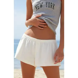 John Galt Women's White Kiera Linen Pajama Shorts