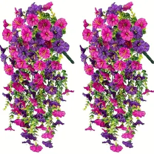 Artificial Morning Glory Vine, 2 Counts/set Fake Flower Vine,faux flower, UV Resistant, Real Artificial Plants, Suitable for Outdoor Home Office Garden Decoration, Suitable for Thanksgiving, Christmas, Halloween, Valentine's Day, and Mother's Day